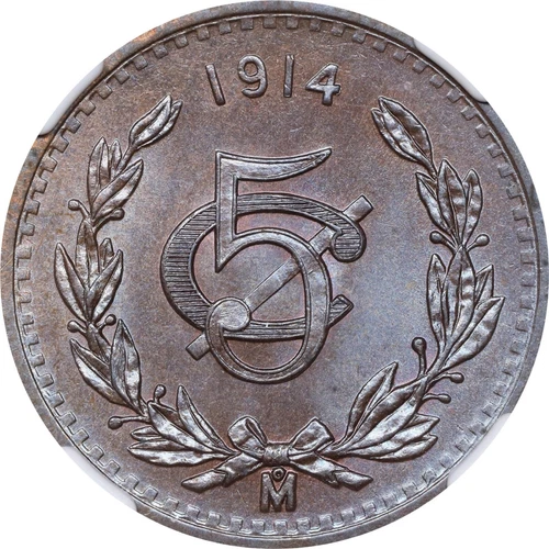 MEXICO ESTADOS UNIDOS 1914 5 CENTAVOS COIN NGC CERTIFIED GEM UNCIRCULATED MS66