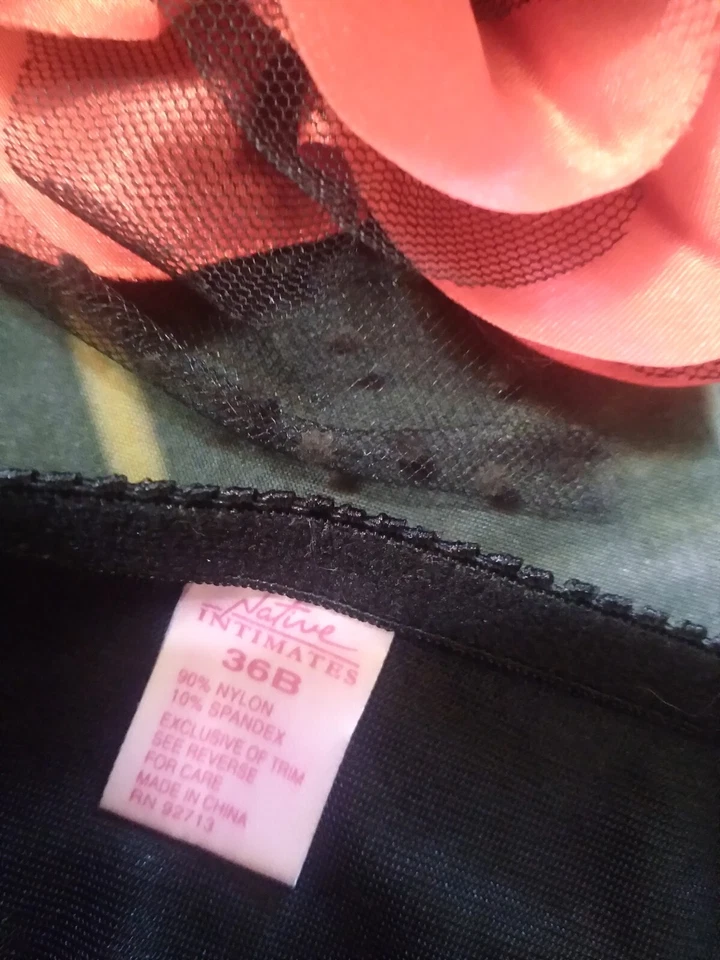 Native Intimates 36B Bustier Red Black Mesh Nylon "Naughty" Sexy Lingerie - Image 3 of 4