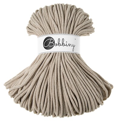 Bobbiny Braided Cotton Cord - Beige | 5mm 100m/108yds