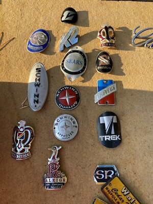 Lot Vtg Bicycle Head Badges Sears Schwinn Univega Nishiki SE