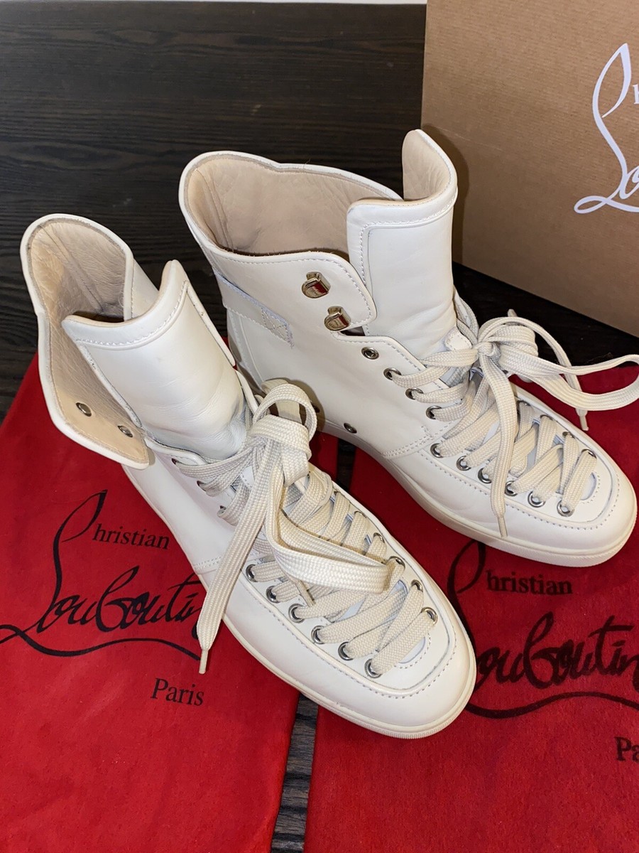 Christian Louboutin Alfibully Flat Calf White/Gold $1,895 CHRISTIAN LOUBOUTIN ALFIBULLY ALFIE SZ 45 US 12  main image 4