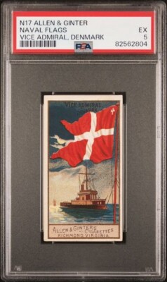 1886 N17 Allen & Ginter Naval Flags VICE ADMIRAL, DENMARK PSA 5 EX