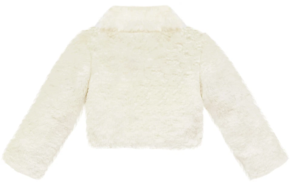 Girls Faux Fur Bolero Shrug Button Closure Cozy Jacket - Image 3 of 4