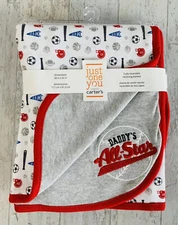 Carter's Just One You Baby Boy Receiving Blanket ~ Daddy's All-Star ~ Sports ~