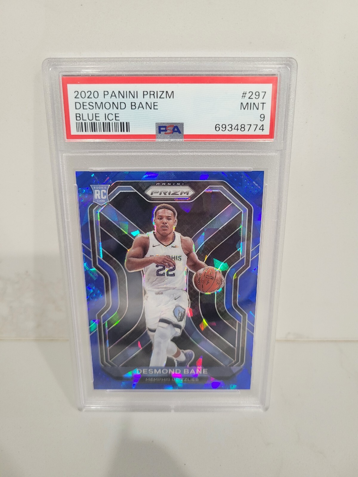2020-21 Panini Prizm Basketball Desmond Bane RC Blue Ice Prizm #/125 PSA 9