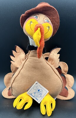 Vintage 1987 Annalee Doll Thanksgiving Tom Turkey Pilgrim Harvest Fall