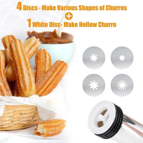 Macchina per churro in acciaio inox 6 ugelli per tubi e 9 dischi per biscotti - Foto 4 di 7