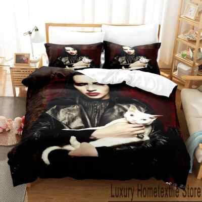 3D Print Marilyn-Manson- Bedding Set Twin Queen King Duvet Cover Pillowcase Bed