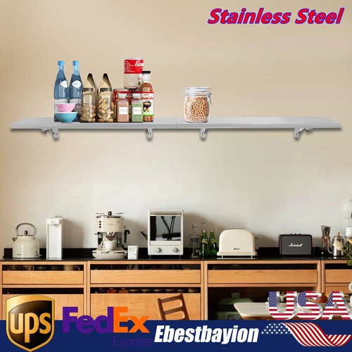 Folding Concession Shelf 96'' x 12'' Stainless Steel Shelf Serving Folding Shelf