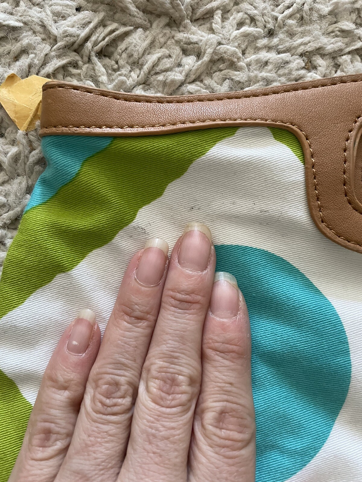 ECHO white green blue brown rectangular clutch ba… - image 4