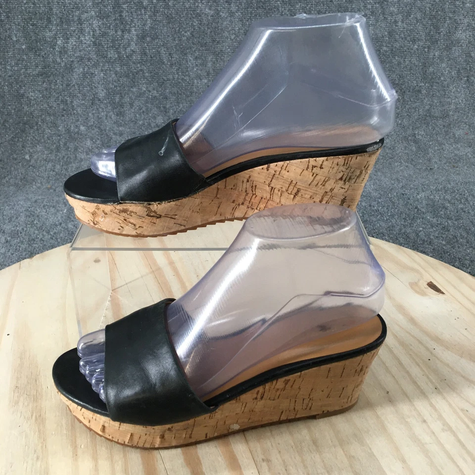 Sandalias Nine West para mujer 6 M Confetty informales sin cordones de cuero negro cuña Foto 2 de 4