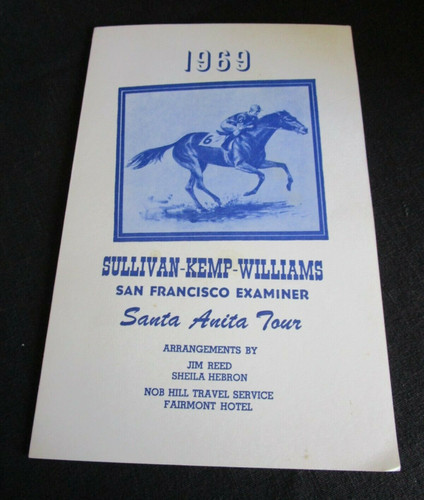 SOUTHERN PACIFIC Railroad March 9 1969 Train MENU SANTA  ANITA SF Examiner Trip