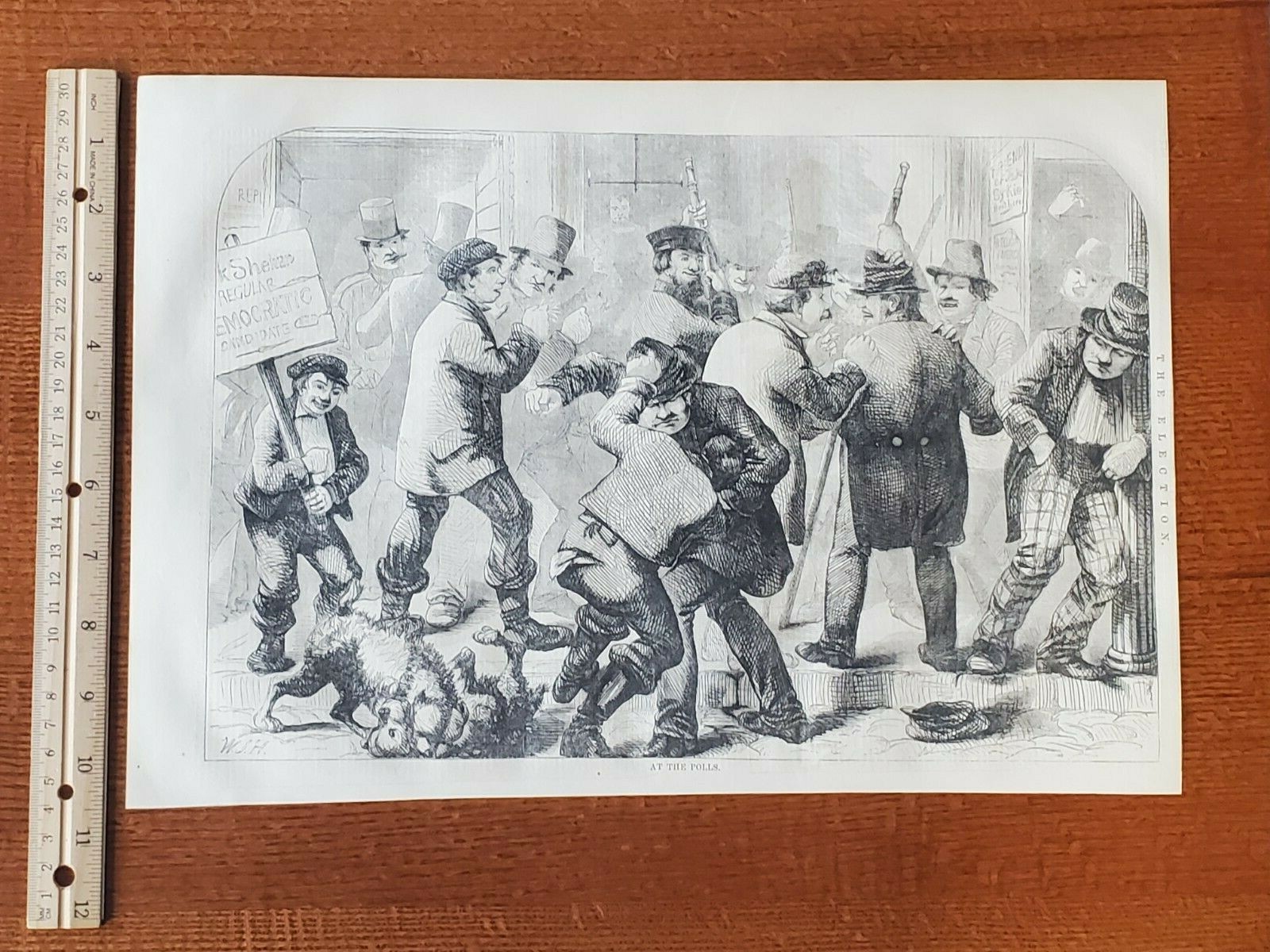 Harper's Weekly 1857 Sketch Print THE ELECTION AT THE POLLS WJH