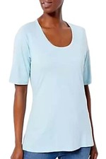 Laurie Felt Cotton Modal Scoop-Neck Tee Sky Blue