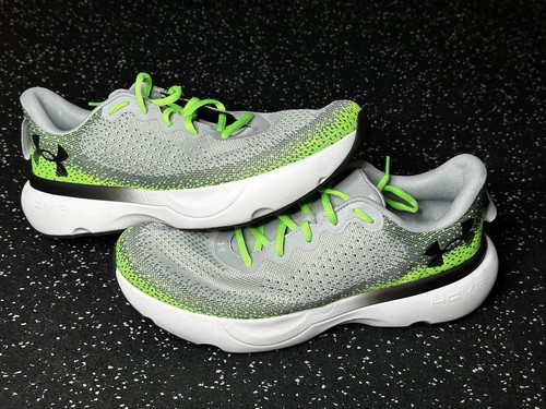 Under Armour® Men's Size 14M Infinite Running Shoes in Steel/Green - Picture 2 of 8