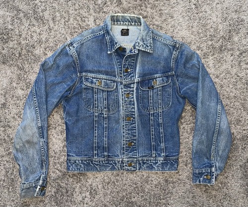 VTG Lee Sanforized Denim Jacket Sz 42Union Made USA PATD-153438 Trucker Riders