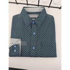 Nick Graham Button Down Shirt Mens Small Blue Green Excellent Stretch Modern Fit