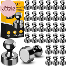 48 Pack Black Magnetic Push Pins, Fridge Magnets for Whiteboard, Whiteboard Magn