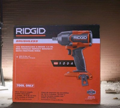 Ridgid 18V Brushless 4-Mode 1/2'' Mid-Torque Impact Wrench R86012B *Tool Only*
