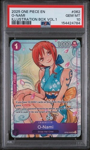Bandai One Piece O-Nami Illustration Box Vol.1 OP05-062 EN PSA 10 GEM MT