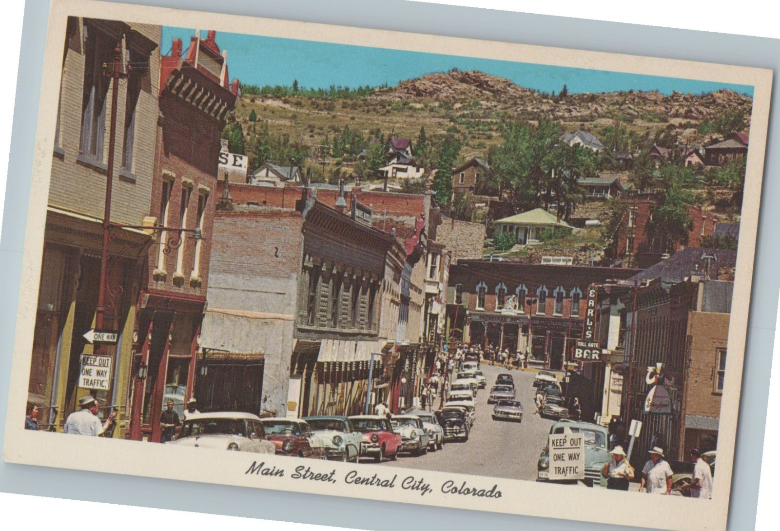 Main Street Central city Colorado Earl's Toll Gate Bar Vintage Postcard K4