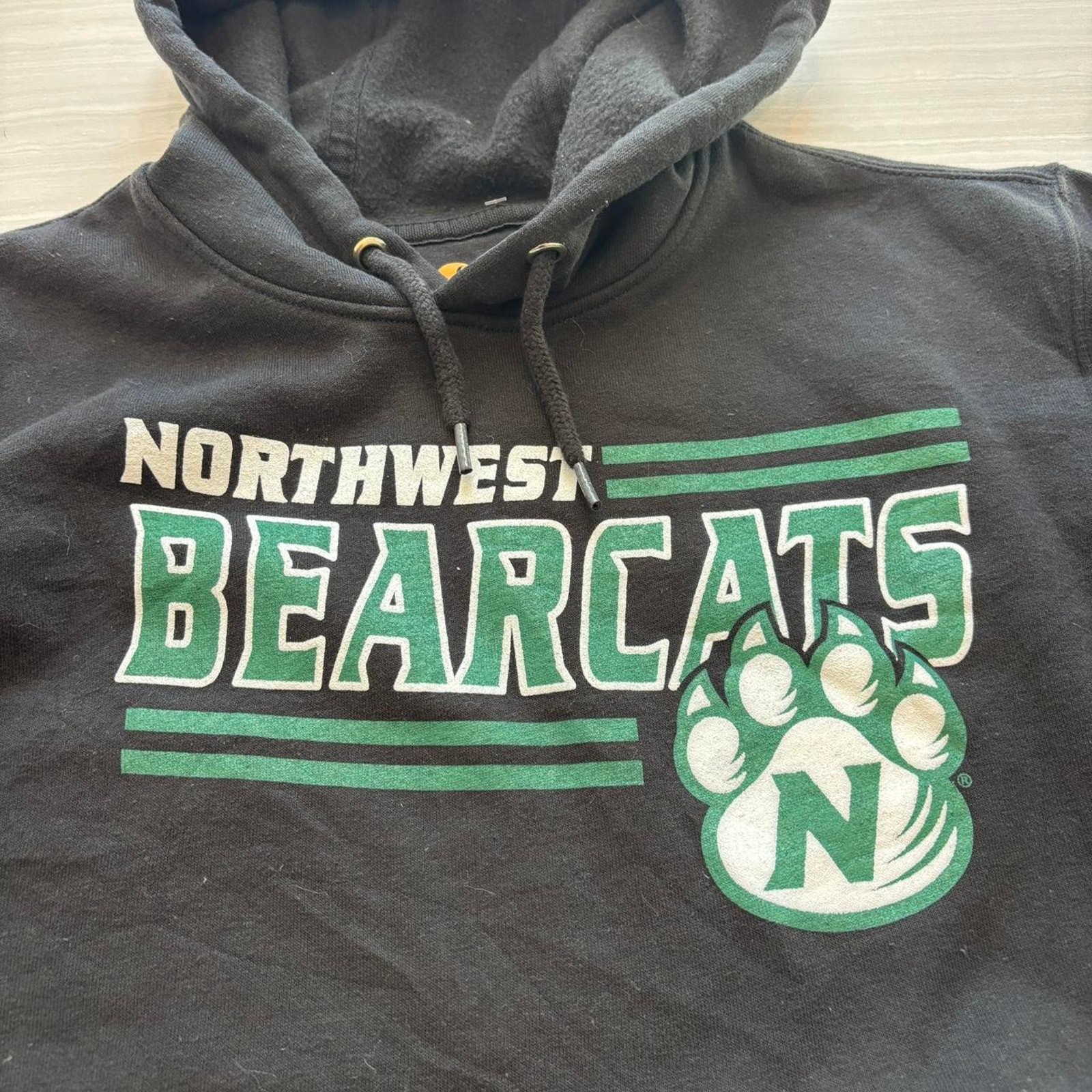 Carhartt Hoodie Men's Small Black Northwest Bearcats NCAA Workwear Grunge  thumbnail 4
