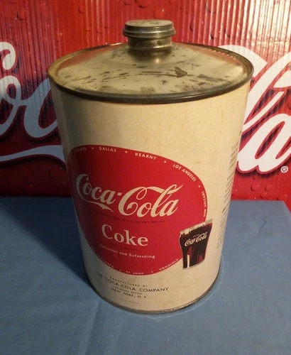 Coca-Cola Vintage Syrup Can With Paper Label: 1950s - Rare (from a collection)