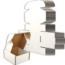 4x4x2 inches Small Shipping Boxes Set of 50 - White Mailer Corrugated Cardboa...