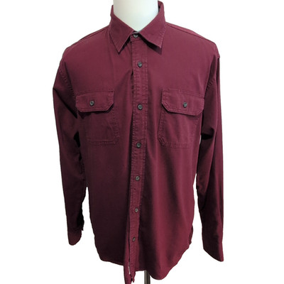 Wrangler Strech Flex Hemd Langarm Bordeaux 2 Taschen Größe L
