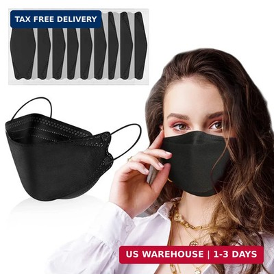 60pcs KF94 mask,Disposable Black Masks,4 Layers Protection Filter Efficiency 95%