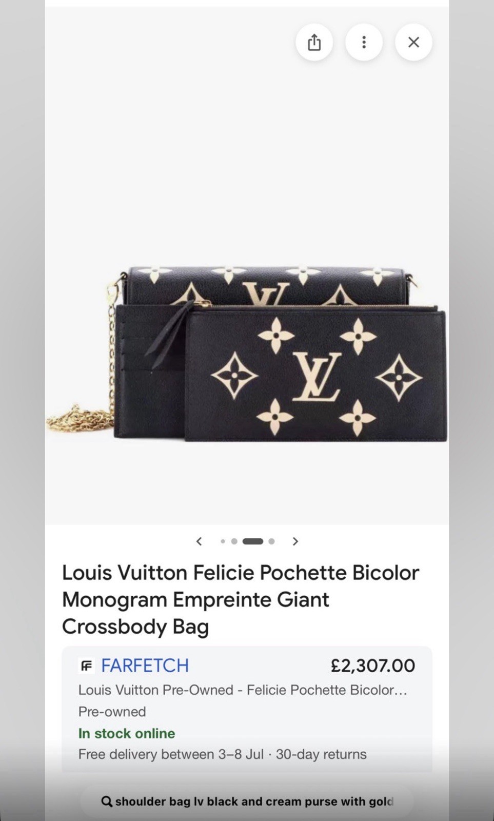 Louis Vuitton Pochette Felicie Empreinte Giant Monogram Black/Cream Gold Chain image 8