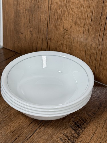 4er Set Corelle Corning Seidenblüten Beerenschalen weiß mit grauen Streifen