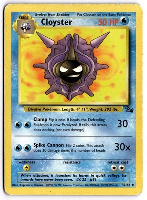 Pokemon TCG Cloyster 32/62 Fossil Uncommon MP