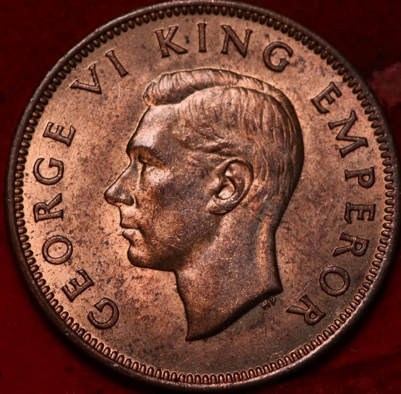 Uncirculated 1942 New Zealand 1/2 Penny Foreign Coin
