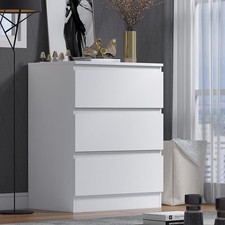 3 Drawer Chest of Drawers Modern Bedroom Furniture Scandinavian Style Matt White