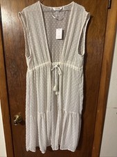 Lauren Conrad Lace Duster Kimono Women Size XL Cream Boho Festival Cover Up C128