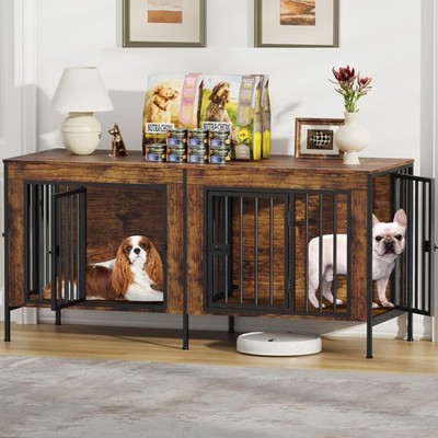 Dog Crate Furniture for 1 or 2 Dogs, Heavy Duty Single/Double Dog Crates