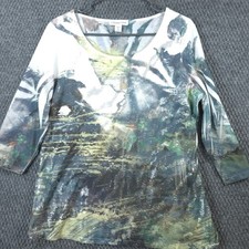 Coldwater Creek Abstract Art To Wear Top Womens Size M 10-12 Sequin Made in USA