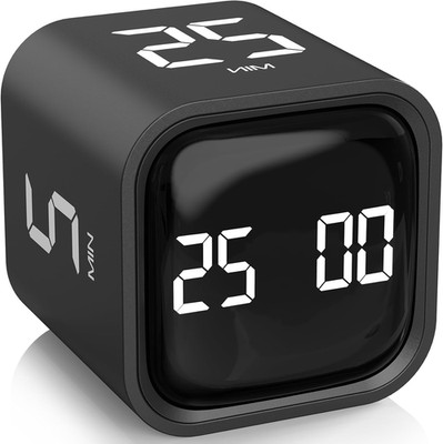 Rotating Pomodoro Timer 5, 25, 10 50 Minutes Preset, Desk Productivity Flip Time