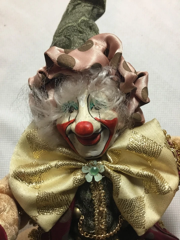 Jester Clown Doll Poseable Doll - Christmas Vintage Item - About 16" Tall - Image 2 of 4