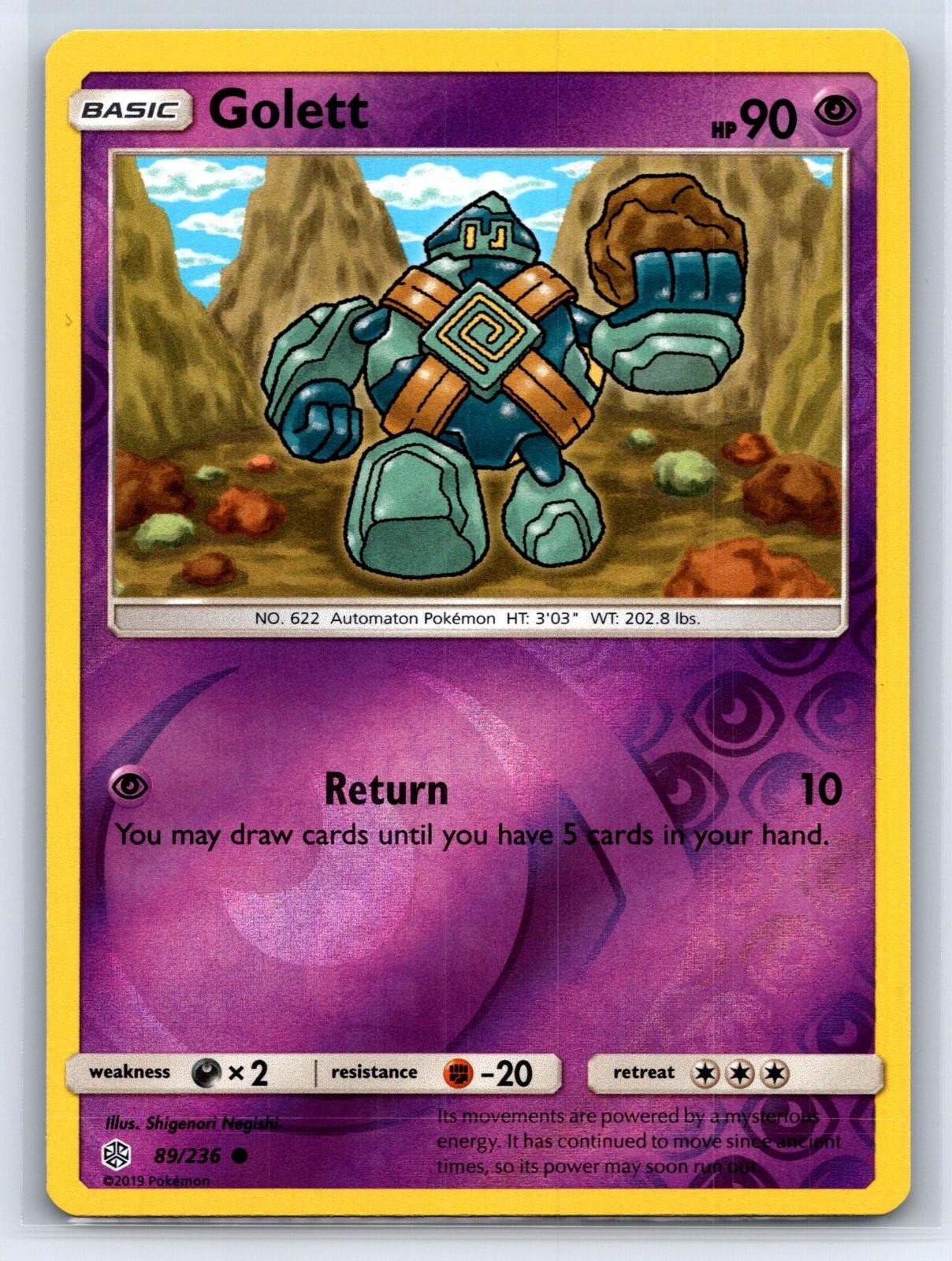 Golett 89/236 Common Cosmic Eclipse Pokemon Reverse Holo Lightly Played
