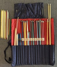 knitting Needles Vintage Large Lot With Cloth Roll Case 18 Sets Of Needles