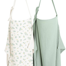 2-Pack Muslin Nursing Cover up for Breastfeeding Moms with Rigid Hoop, 100% Cott