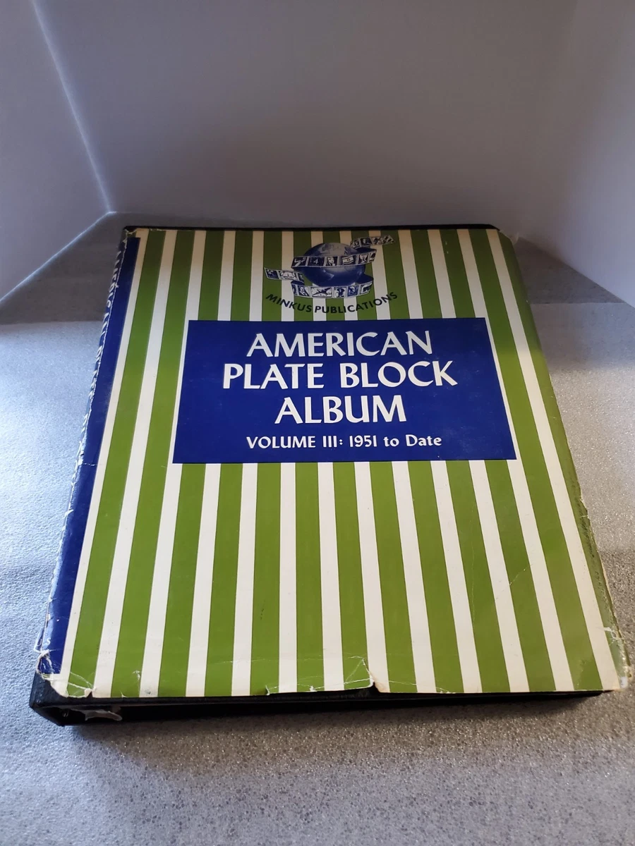 Vintage Minkus American Plate Block Album Vol III 1951 to Date & Stamps