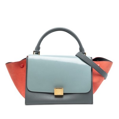 Celine Small Tricolor Leather Trapeze  | Pre-Loved | Dark Gray | Authenticated