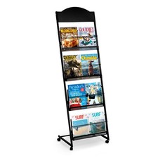 40 x 48 x 158 x 158 cm with Black Metal Floor Magazine Rack Wheels