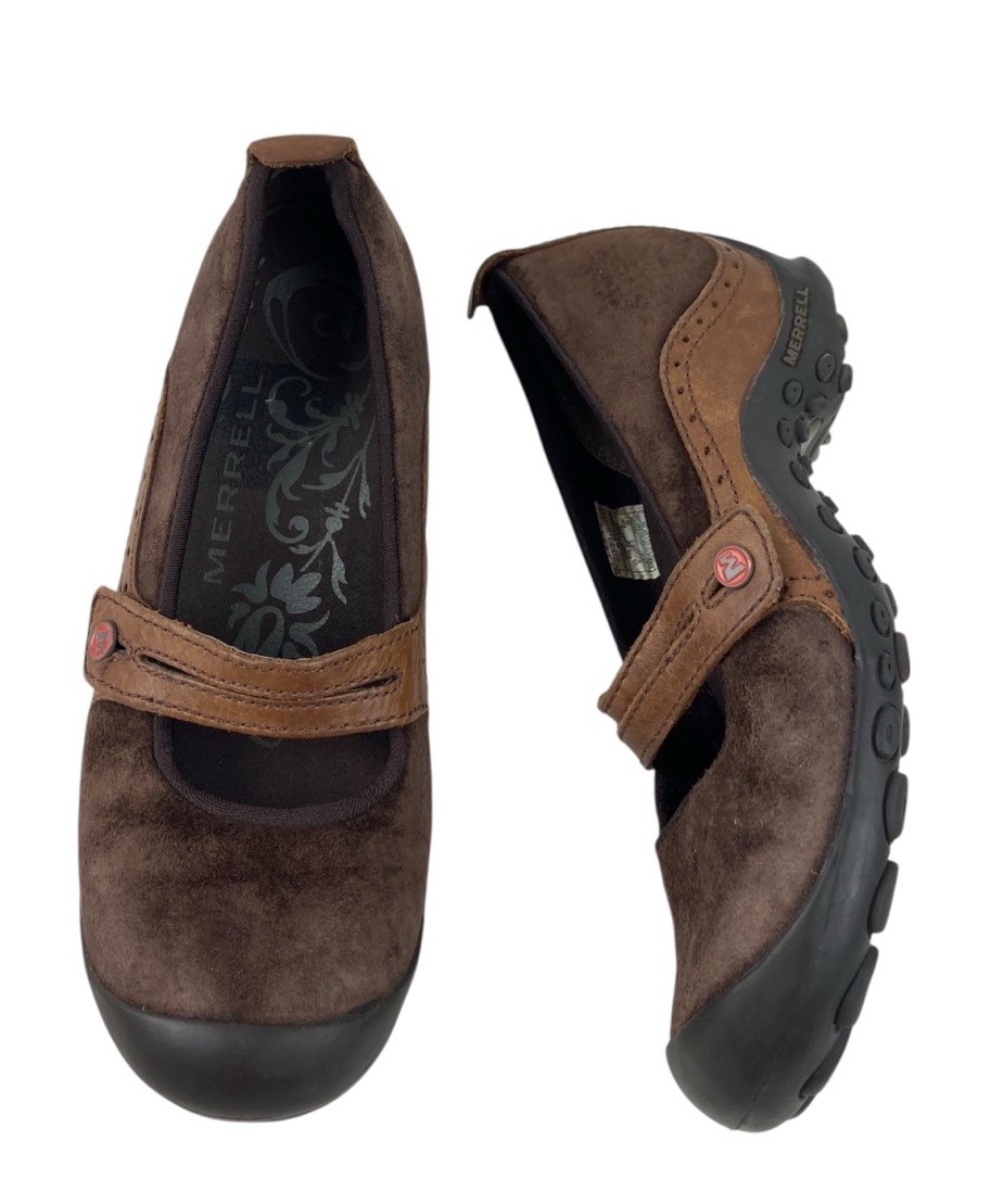 Scarpe a fascia Merrell Plaza donna taglia 6 pelle marrone Mary Jane comode attive