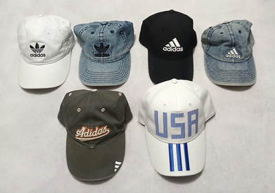 Adidas Hat Lot Of 6 Adjustable Caps Trefoil And 3 Stripe Logos Very Nice Classic