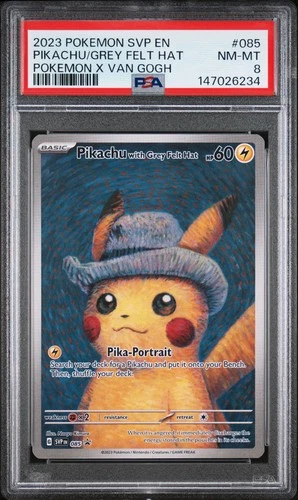 2023 POKEMON SVP EN-SV BLACK STAR PROMO #085 PIKACHU WITH GREY FELT HAT PSA 8