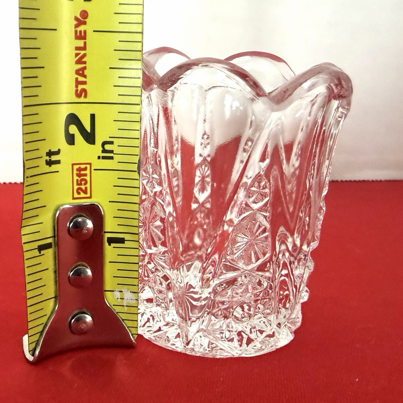 5196 Antique 1900s Indiana Dunkirk EAPG Pointed Gothic Design Glass Toothpick Hd